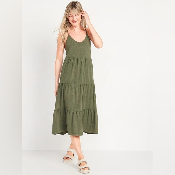 Old Navy Tiered Midi Cami Swing Dress - Picture 2 of 15
